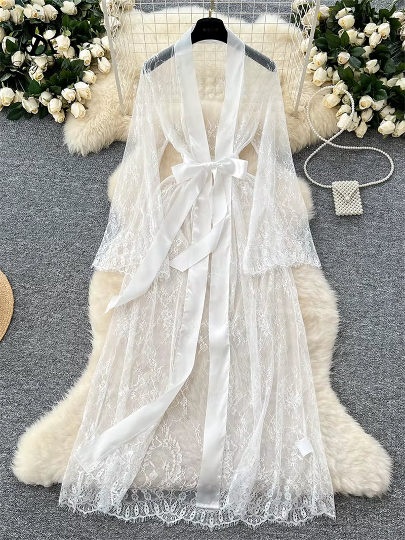 Elegant Sheer Caridigan Long Robes