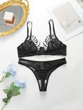 Pink and Black Brassiere Lace Sexy Lingerie Set Pull up Bra 