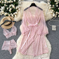 Short Mini Lingerie Women Transparent Gauze Robes Suits