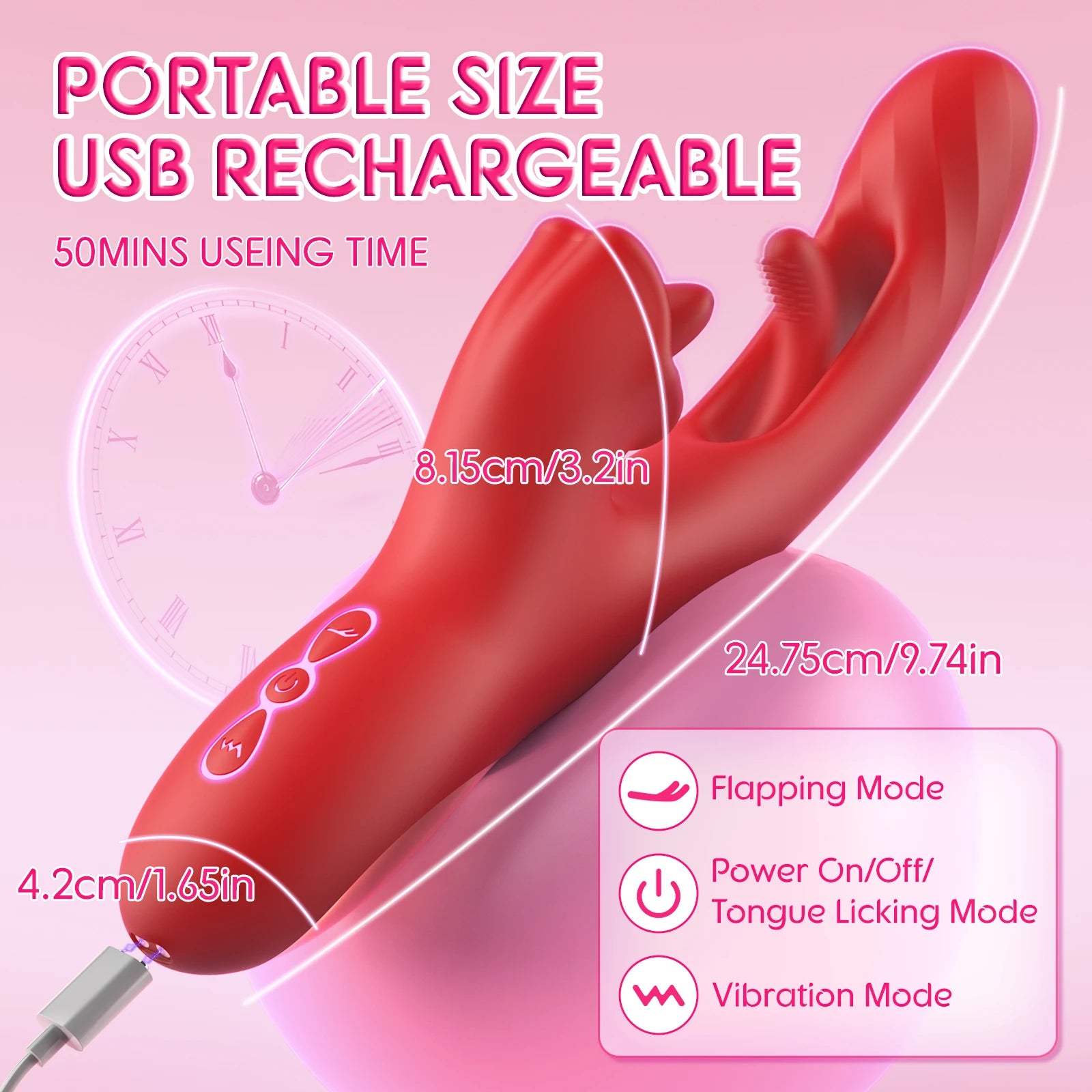 2 in 1 Tongue Thrusting Dildo Vibrator Masturbator