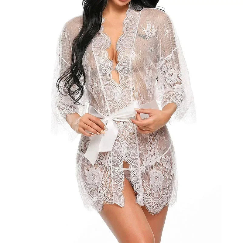 Erotic Robe Lace V-Neck Nightwear