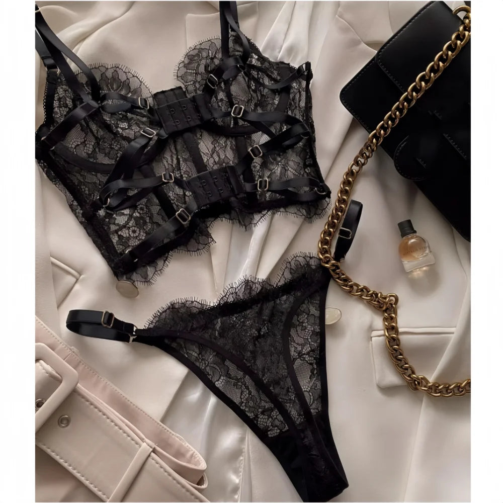 Floral Lace Sexy Lingerie Bra Set