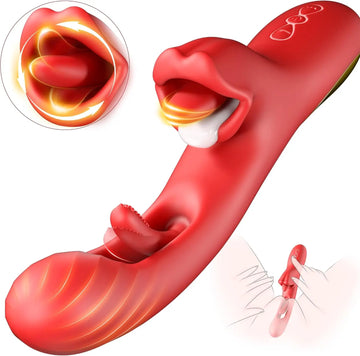 2 in 1 Tongue Thrusting Dildo Vibrator Masturbator