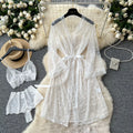 Short Mini Lingerie Women Transparent Gauze Robes Suits